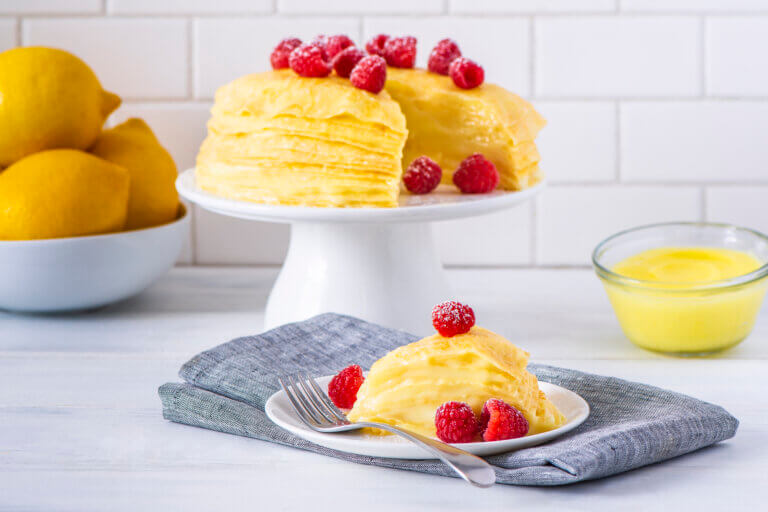 Lemon Mille Crepe Cake