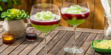 Layered Limeade and Red Wine Slushy