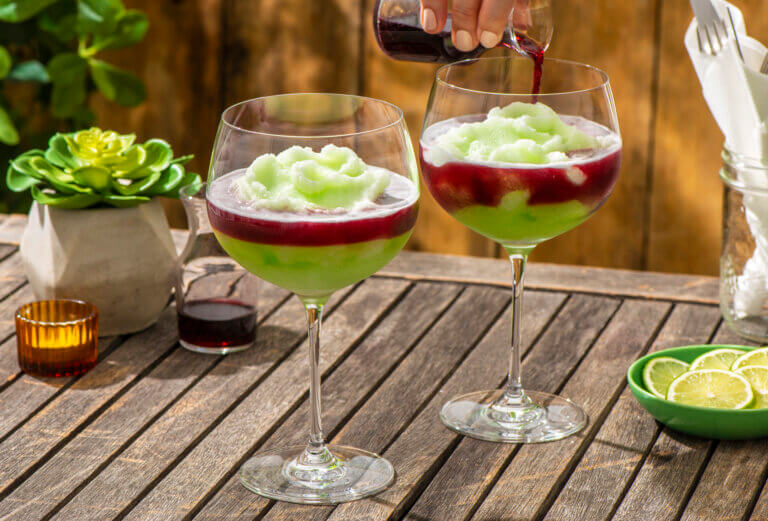 Layered Limeade and Red Wine Slushy